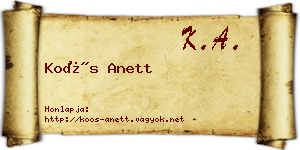 Koós Anett névjegykártya